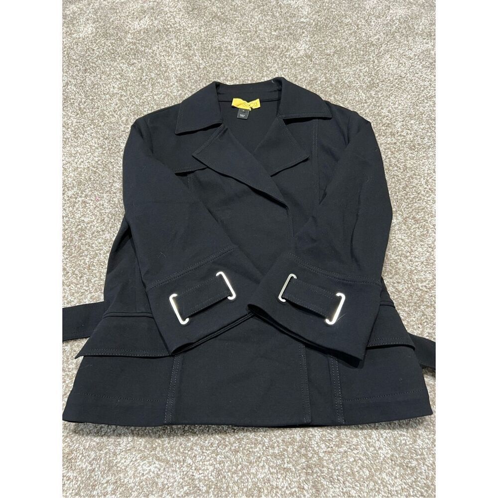 St John Soca women black jacket belted snap size S - Picture 7 of 12